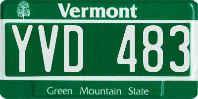 VT license plate YVD483