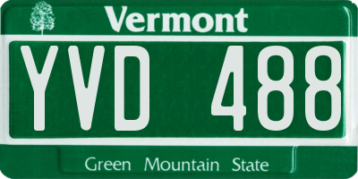 VT license plate YVD488
