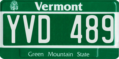 VT license plate YVD489