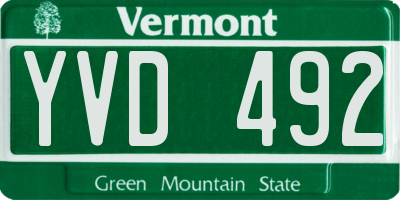 VT license plate YVD492