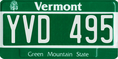 VT license plate YVD495