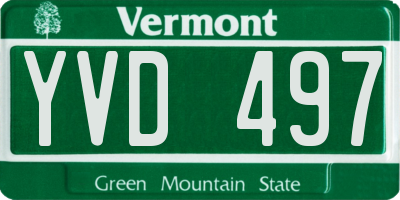 VT license plate YVD497