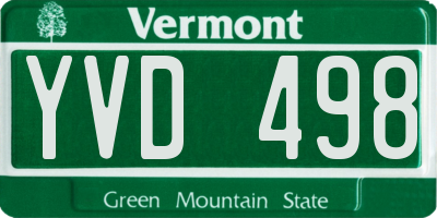VT license plate YVD498