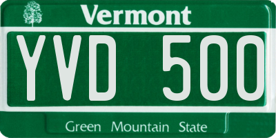 VT license plate YVD500