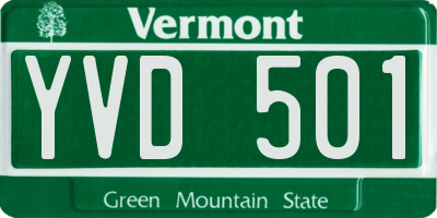 VT license plate YVD501