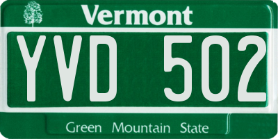 VT license plate YVD502
