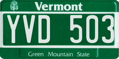 VT license plate YVD503