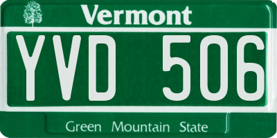 VT license plate YVD506