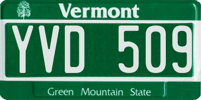 VT license plate YVD509