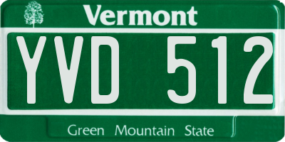 VT license plate YVD512