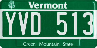 VT license plate YVD513