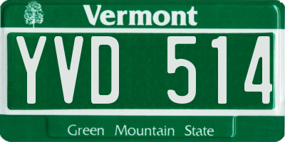 VT license plate YVD514