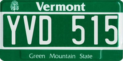 VT license plate YVD515