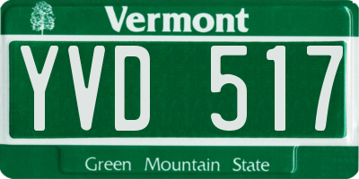 VT license plate YVD517