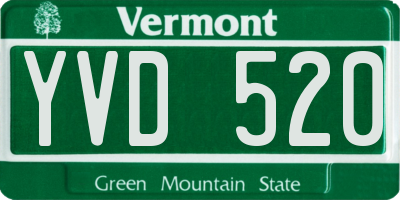 VT license plate YVD520