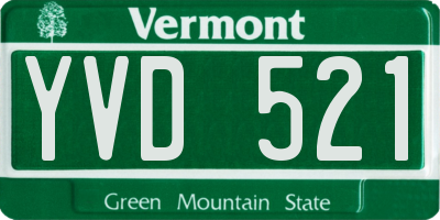 VT license plate YVD521