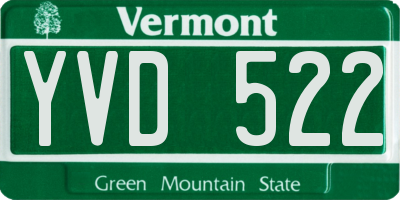 VT license plate YVD522
