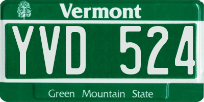 VT license plate YVD524