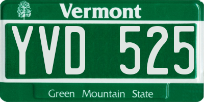 VT license plate YVD525