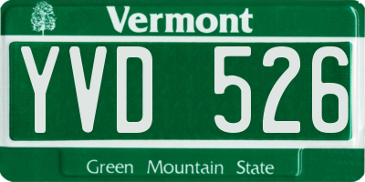 VT license plate YVD526