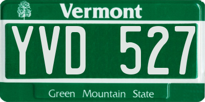 VT license plate YVD527