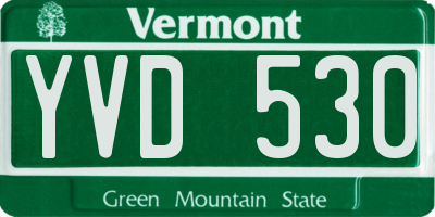 VT license plate YVD530