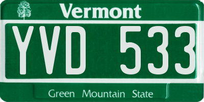 VT license plate YVD533