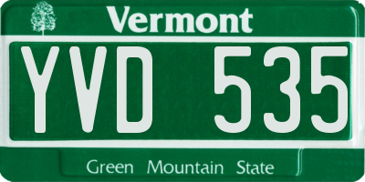 VT license plate YVD535