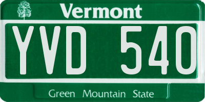 VT license plate YVD540