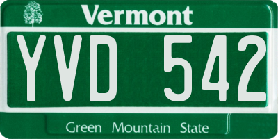 VT license plate YVD542