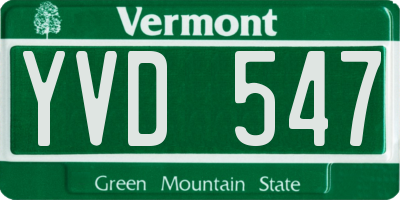 VT license plate YVD547