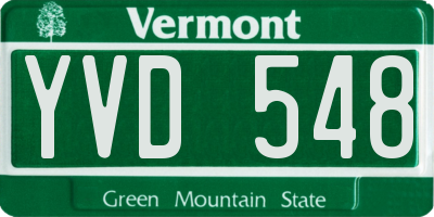 VT license plate YVD548