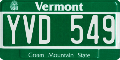 VT license plate YVD549