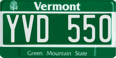 VT license plate YVD550