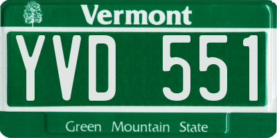 VT license plate YVD551