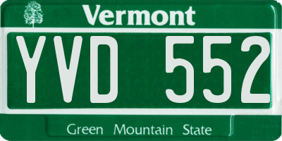 VT license plate YVD552