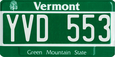VT license plate YVD553