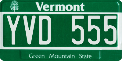VT license plate YVD555