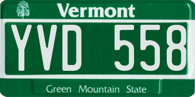 VT license plate YVD558
