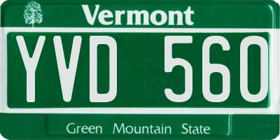 VT license plate YVD560