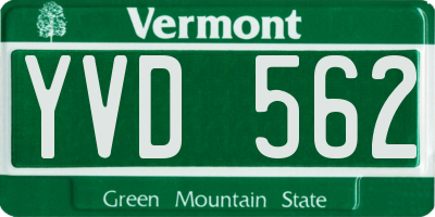 VT license plate YVD562