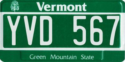VT license plate YVD567