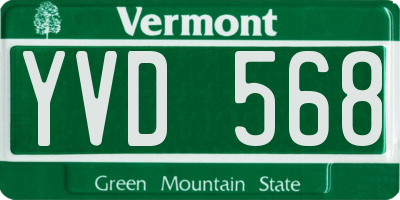 VT license plate YVD568