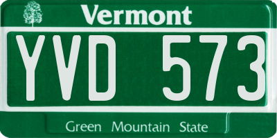 VT license plate YVD573