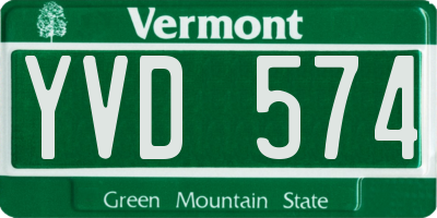 VT license plate YVD574