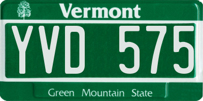 VT license plate YVD575