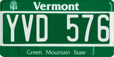 VT license plate YVD576