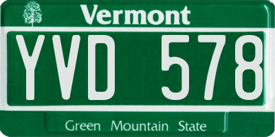 VT license plate YVD578