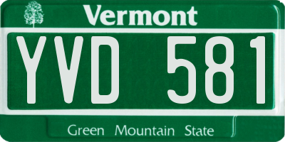 VT license plate YVD581