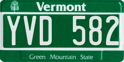 VT license plate YVD582